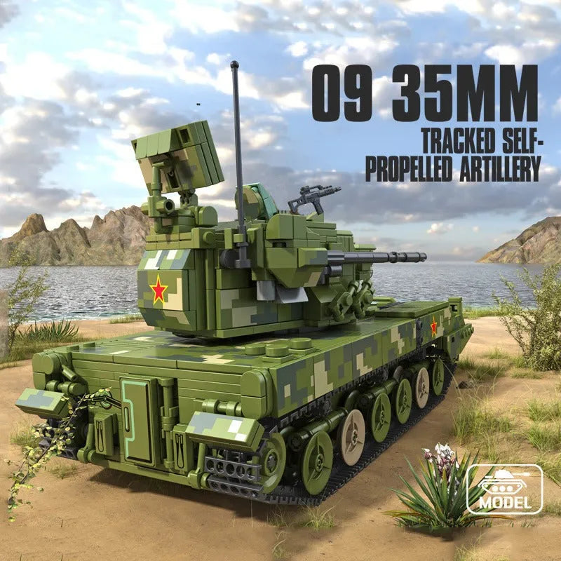 Building Blocks Military Self-propelled 35MM Artillery Bricks Toys Construction Set Toys - 3