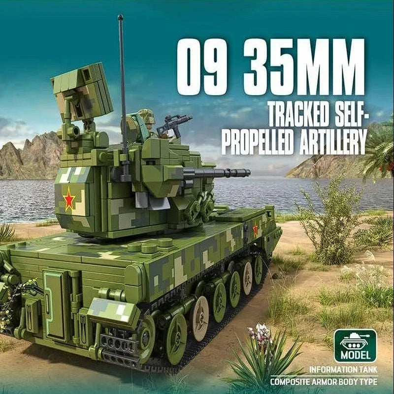 Building Blocks Military Self-propelled 35MM Artillery Bricks Toys Construction Set Toys - 7