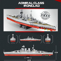 Thumbnail for Building Blocks MOC Military USS Hood Battleship WW2 Warship Bricks Toys Construction Set Toys - 4