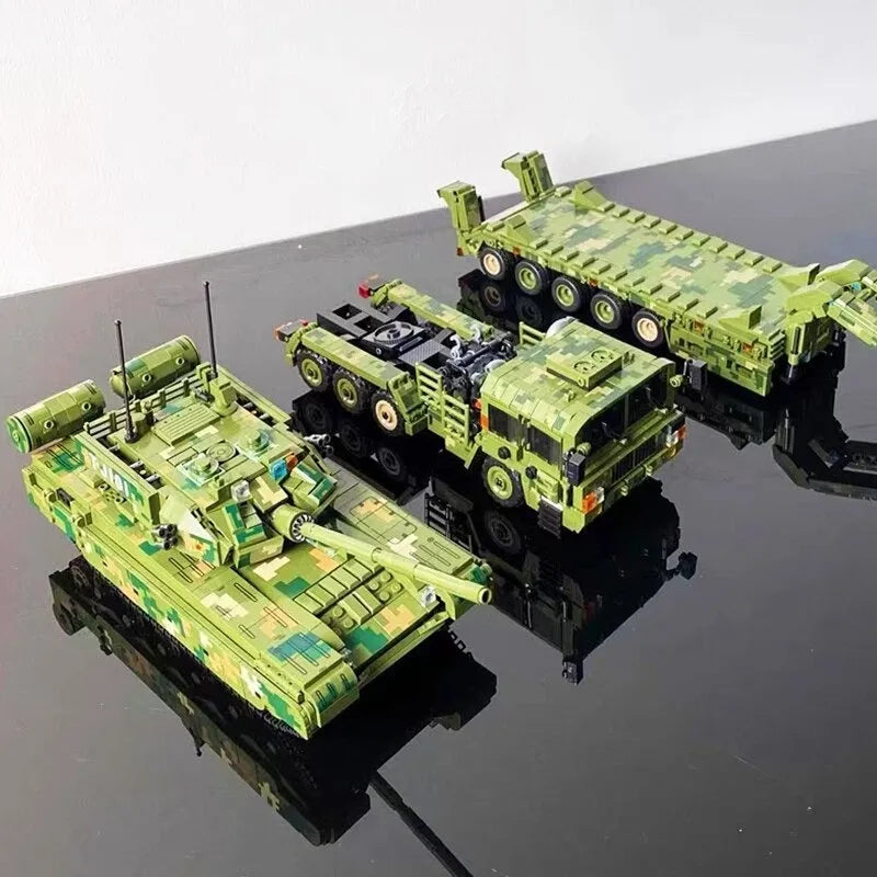 Building Blocks MOC WW2 Military 99A Tank Transporter Bricks Kids Toys Construction Set Toys - 8