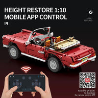 Thumbnail for Building Blocks MOC 11005 RC Motorized Vintage 280SL Classic Car Bricks Toy - 5