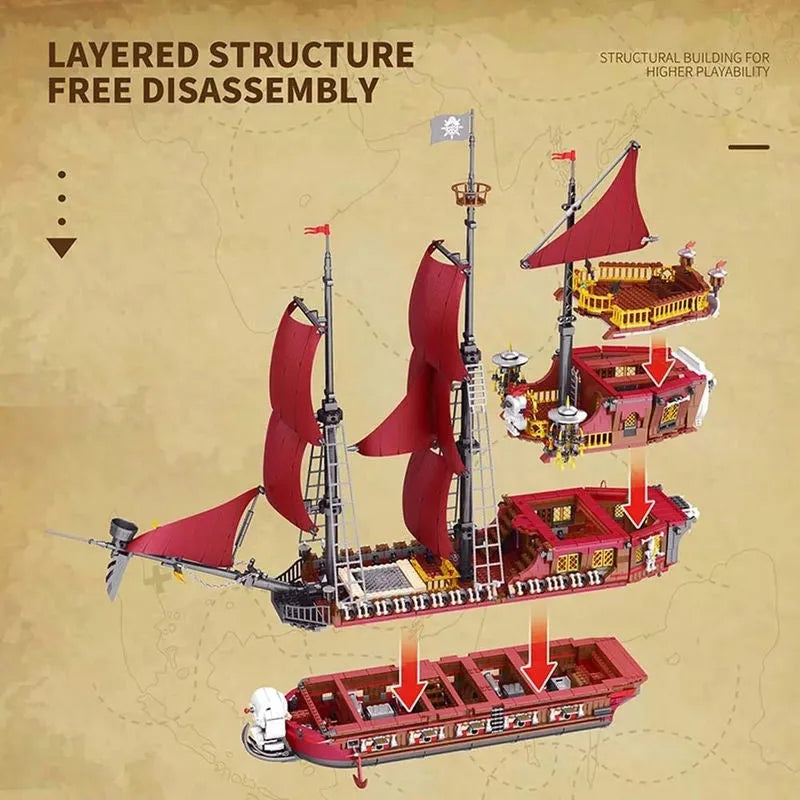 Building Blocks MOC 66010 Creator The Royal Pirate Revenge Ship Bricks Toy - 7