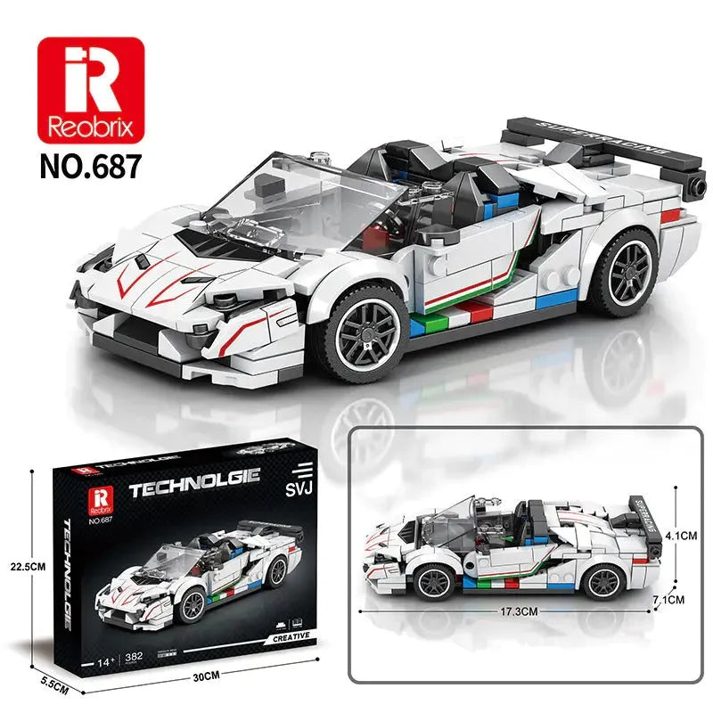 Building Blocks MOC Tech 687 Lambo Aventador SVJ Hyper Racing Car Bricks Toy Construction Set Toys - 2