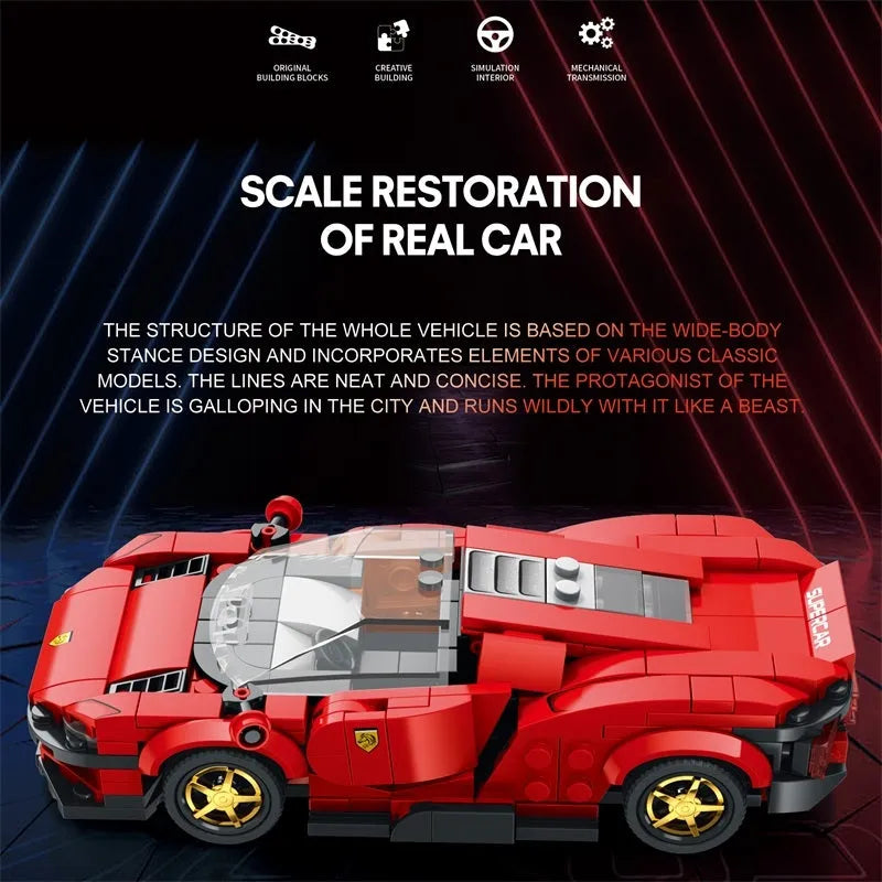 Building Blocks MOC Tech Ferrari Daytona SP3 11027 Super Racing Car Bricks Toy Construction Set Toys - 4