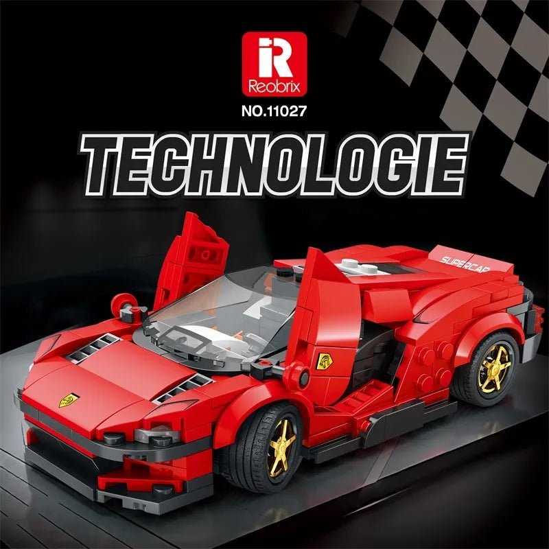 Building Blocks MOC Tech Ferrari Daytona SP3 11027 Super Racing Car Bricks Toy Construction Set Toys - 2