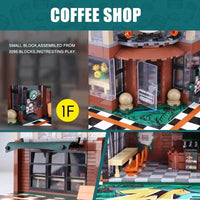 Thumbnail for Building Blocks Creator Expert City MOC Luxury Coffee Shop Bricks Toy Construction Set Toys - 11