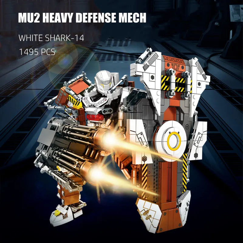 Building Blocks Mecha MU2 Heavy Defense White Shark Robot Bricks Toy Construction Set Toys - 4