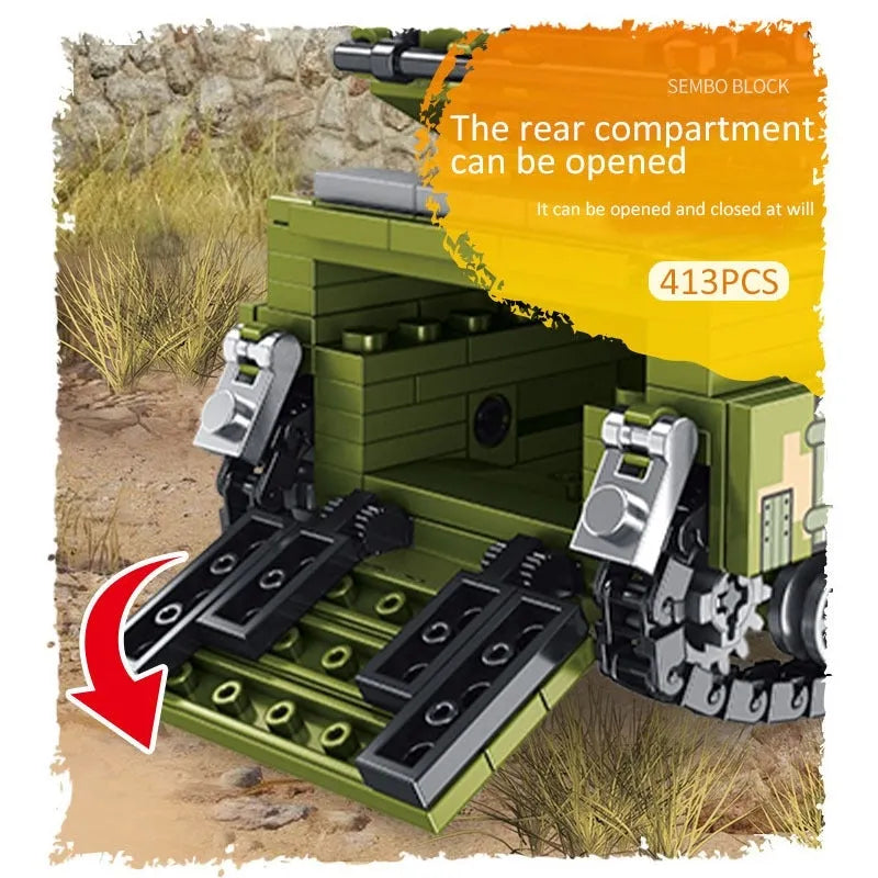 Building Blocks Military MOC WW2 Amphibious Assault Vehicle Bricks Toys Construction Set Toys - 5