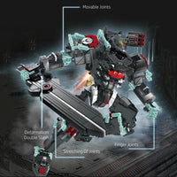 Thumbnail for Building Blocks MOC Heavy Duty Mecha Robot MU2 White Shark Bricks Toy - 4