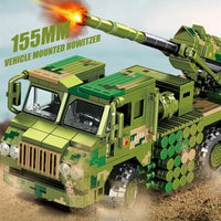 Thumbnail for Building Blocks MOC Military WW2 Mounted Howitzer Canon Truck Bricks Toys Construction Set Toys - 2