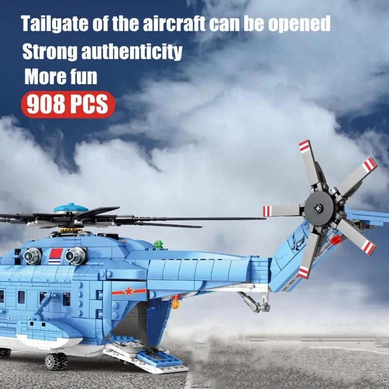 Building Blocks MOC Military Z-18 Utility Helicopter Bricks Toys Construction Set Toys - 4