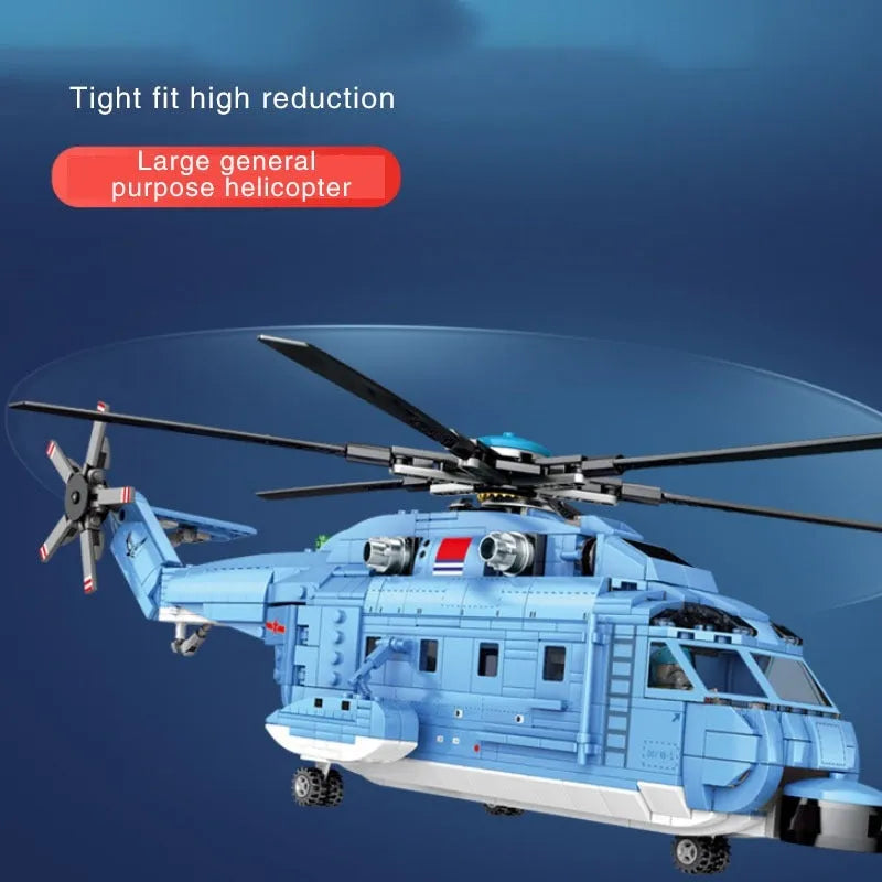 Building Blocks MOC Military Z-18 Utility Helicopter Bricks Toys Construction Set Toys - 8