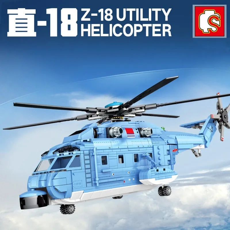 Building Blocks MOC Military Z-18 Utility Helicopter Bricks Toys Construction Set Toys - 2