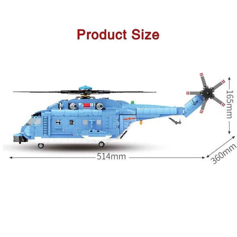 Building Blocks MOC Military Z-18 Utility Helicopter Bricks Toys Construction Set Toys - 3