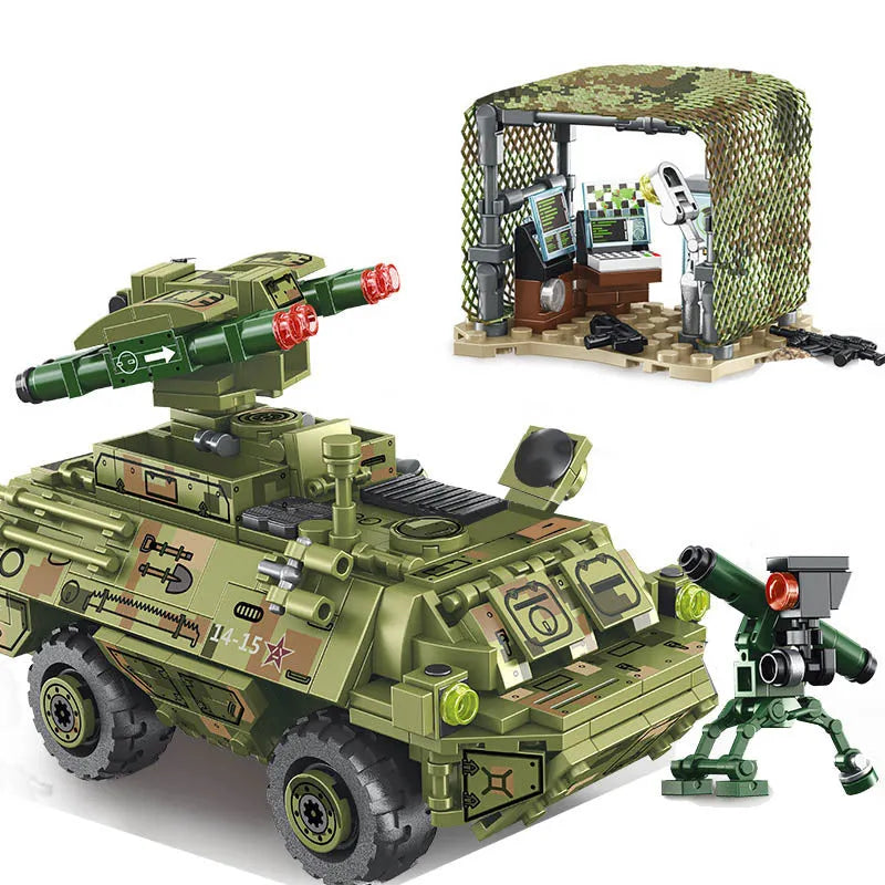 Building Blocks Modern Military Red Arrow Missile Vehicle Bricks Toy Construction Set Toys - 6