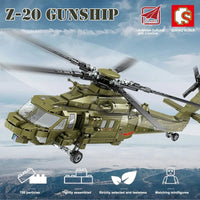 Thumbnail for Building Blocks Tech Military Z-20 Attack Helicopter Bricks Toys - 2