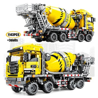 Thumbnail for Building Blocks Tech MOC City Cement Mixer Truck Bricks Toys Construction Set Toys - 3