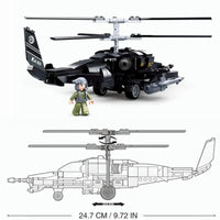 Thumbnail for Building Blocks Military MOC KA50 Armed Helicopter Gunship Bricks Toy - 8