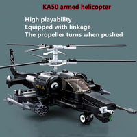 Thumbnail for Building Blocks Military MOC KA50 Armed Helicopter Gunship Bricks Toy - 6