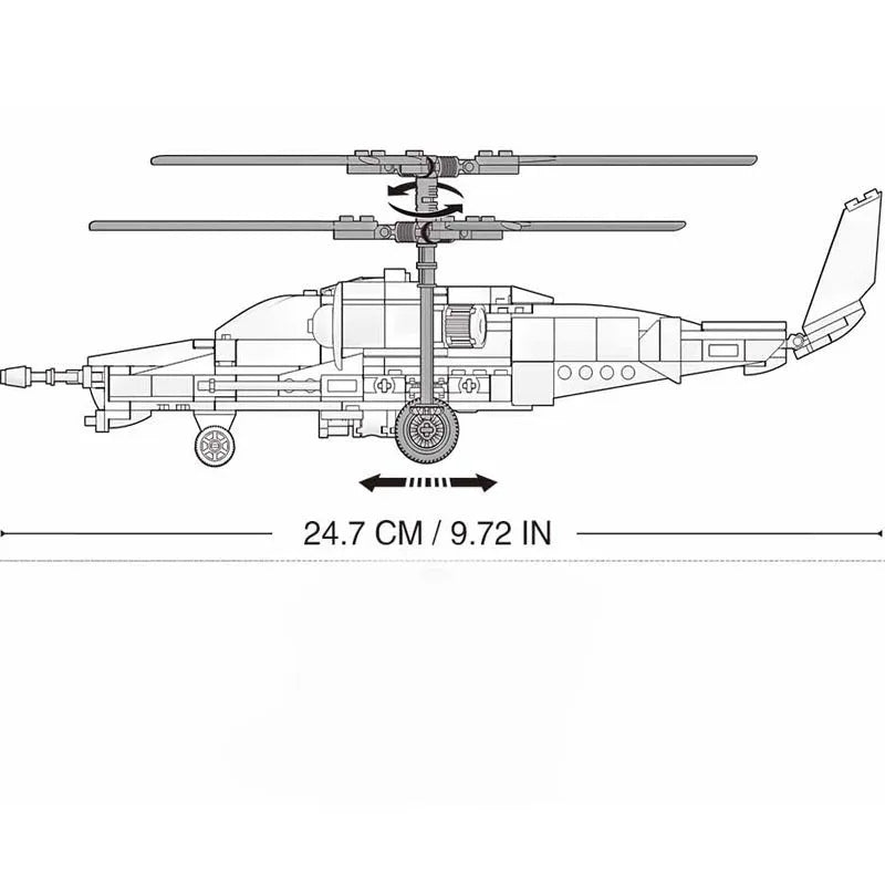 Building Blocks Military MOC KA50 Armed Helicopter Gunship Bricks Toy - 4