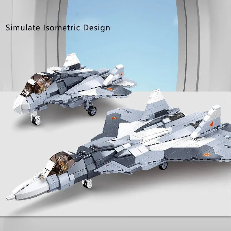 Building Blocks Military MOC SU-57 Flanker Fighter Jet Bricks Kids Toys Construction Set Toys - 2