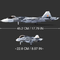 Thumbnail for Building Blocks Military MOC SU-57 Flanker Fighter Jet Bricks Kids Toys Construction Set Toys - 4