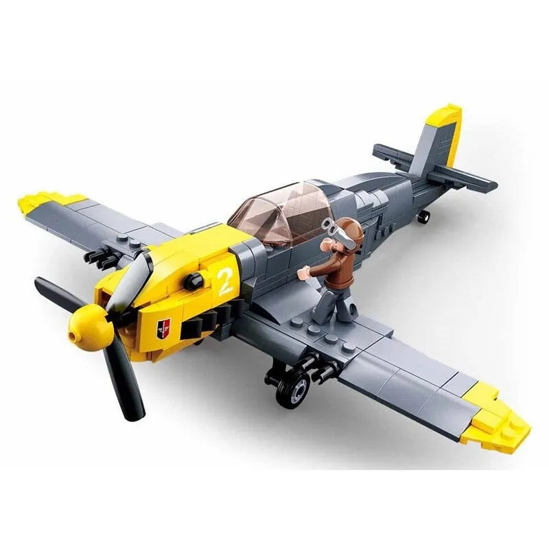 Building Blocks Military MOC WW2 BF 109 Fighter Aircraft Bricks Toy Construction Set Toys - 2