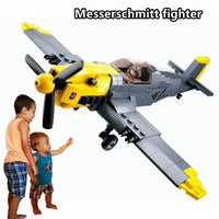 Thumbnail for Building Blocks Military MOC WW2 BF 109 Fighter Aircraft Bricks Toy Construction Set Toys - 3