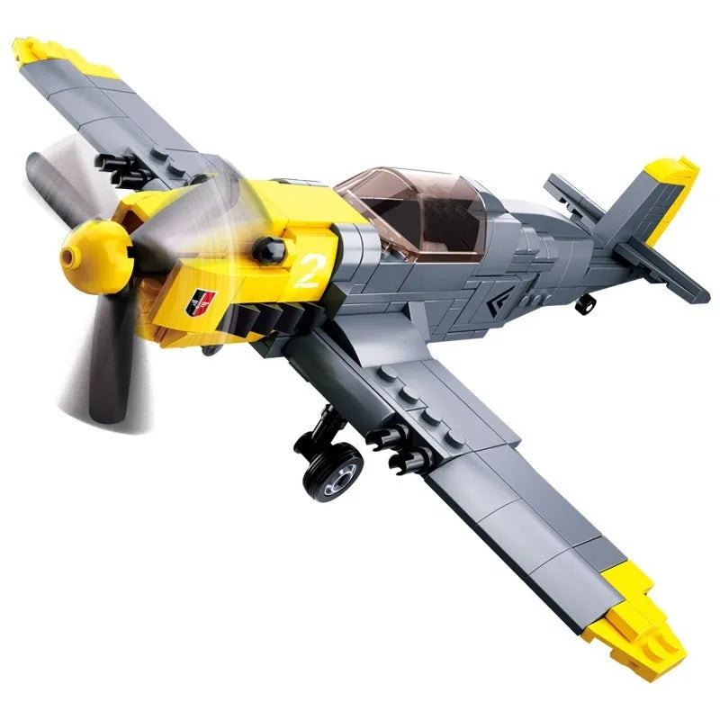 Building Blocks Military MOC WW2 BF 109 Fighter Aircraft Bricks Toy Construction Set Toys - 1