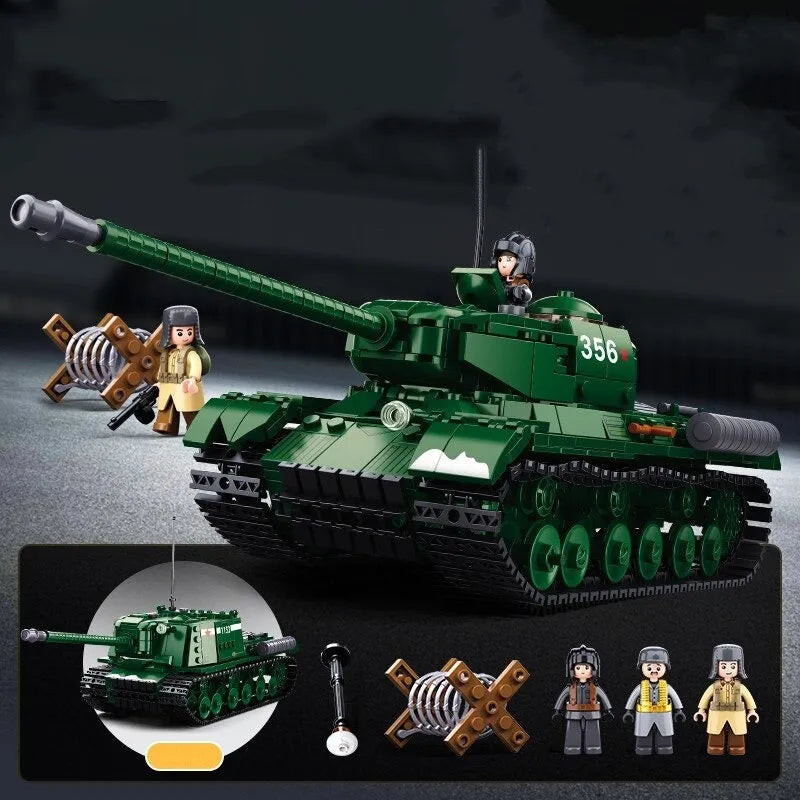 Building Blocks Military MOC WW2 Heavy Main Battle Tank Bricks Toys Construction Set Toys - 6