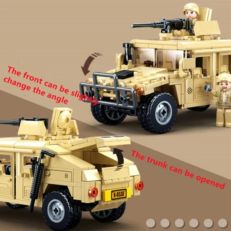 Building Blocks MOC Military Armored Humvee H1 Off-Road Car Bricks Toy Construction Set Toys - 6