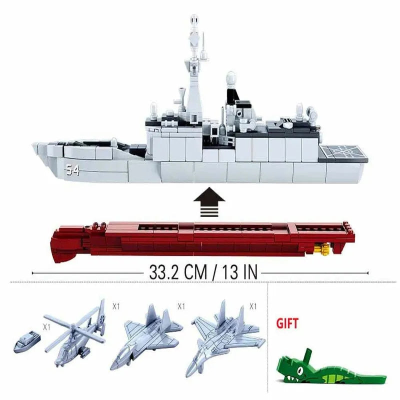 Building Blocks MOC Military NAVY 054A Escort Warship Bricks Toy Construction Set Toys - 5