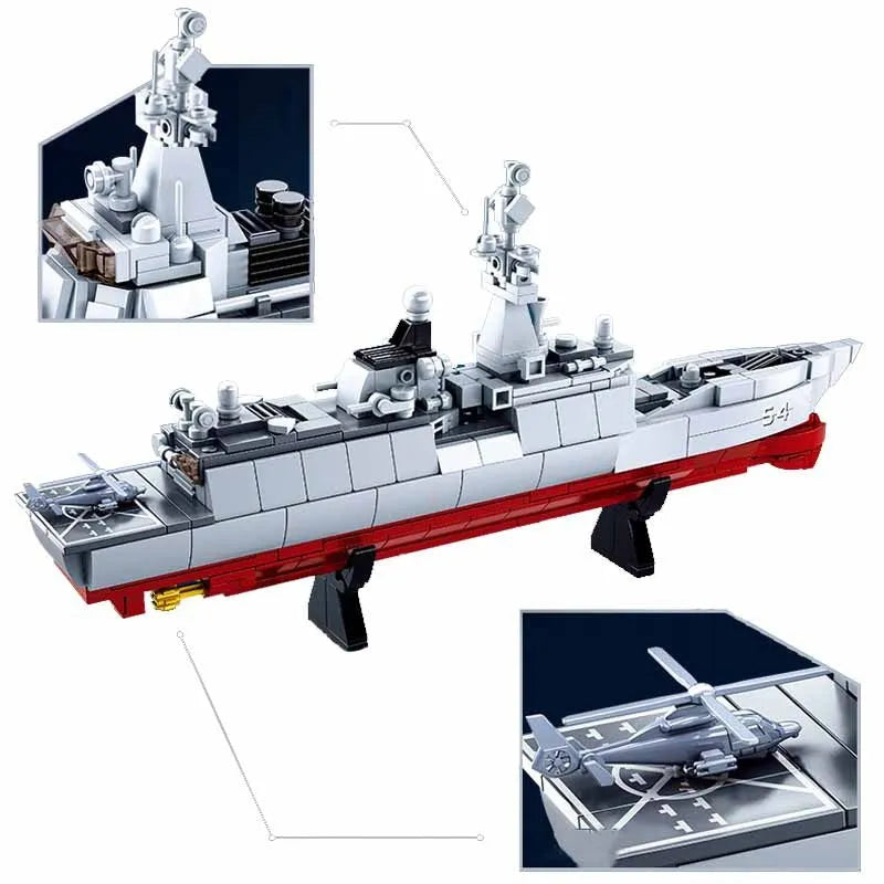 Building Blocks MOC Military NAVY 054A Escort Warship Bricks Toy Construction Set Toys - 3