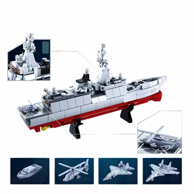 Building Blocks MOC Military NAVY 054A Escort Warship Bricks Toy Construction Set Toys - 6