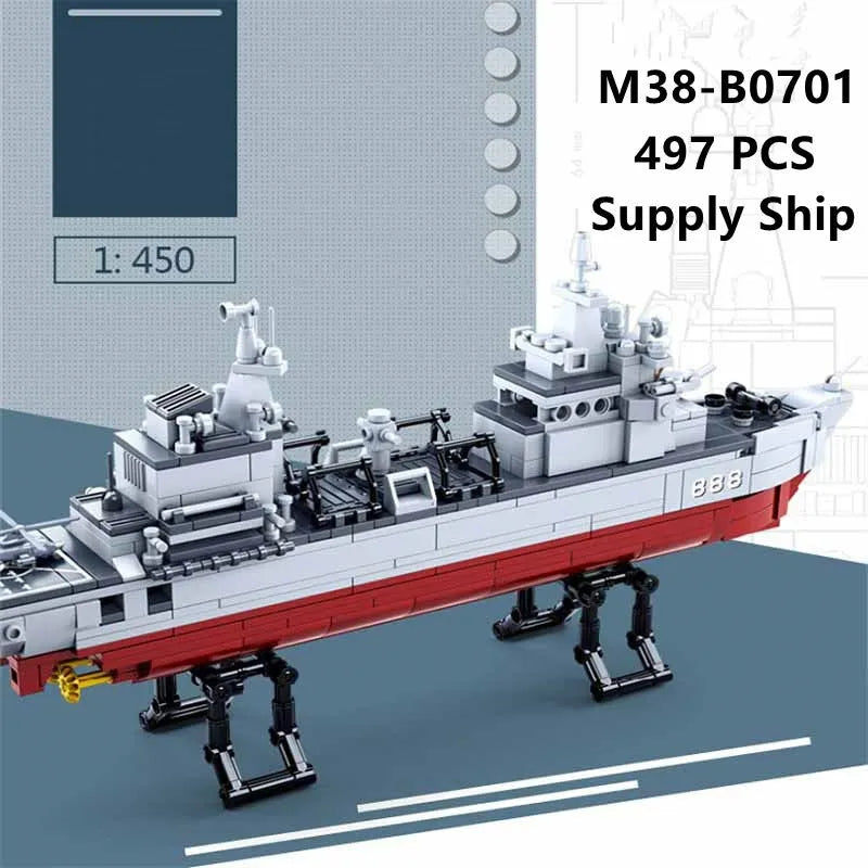 Building Blocks MOC Military Navy 906B Supply Vessel Bricks Toys Construction Set Toys - 6