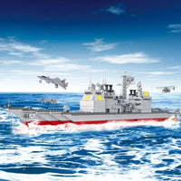 Thumbnail for Building Blocks MOC Military WW2 NAVY Cruiser Warship Bricks Kids Toy Construction Set Toys - 4