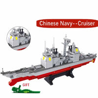 Thumbnail for Building Blocks MOC Military WW2 NAVY Cruiser Warship Bricks Kids Toy Construction Set Toys - 6