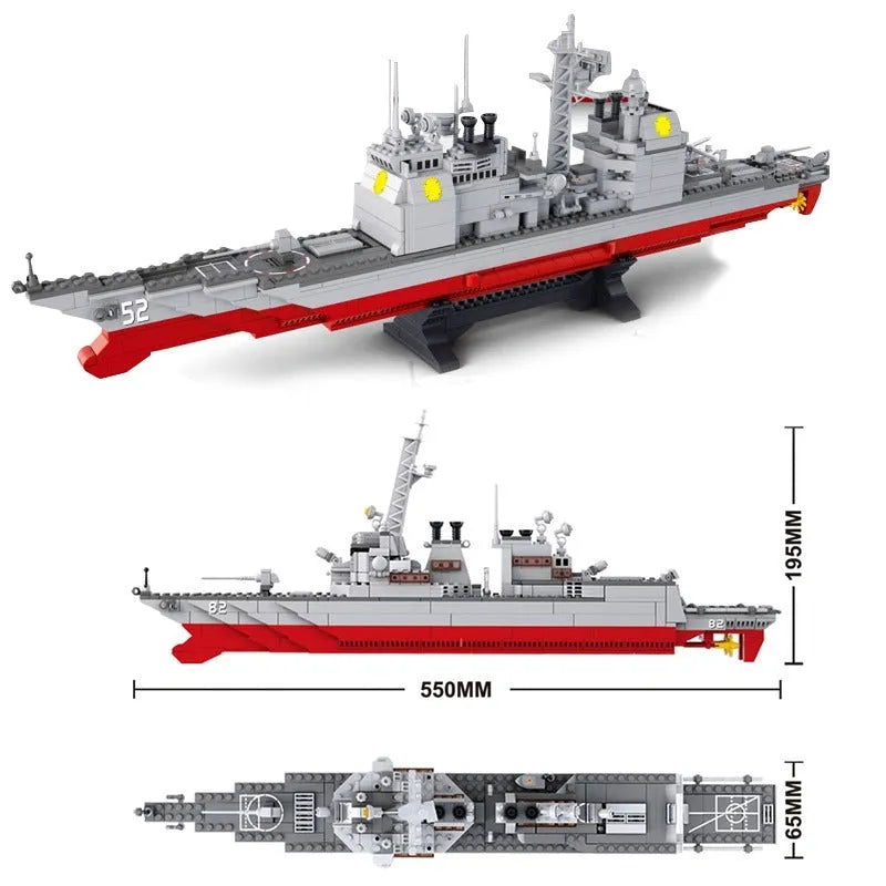 Building Blocks MOC Military WW2 NAVY Cruiser Warship Bricks Kids Toy Construction Set Toys - 1