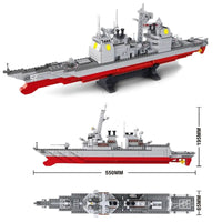 Thumbnail for Building Blocks MOC Military WW2 NAVY Cruiser Warship Bricks Kids Toy Construction Set Toys - 1