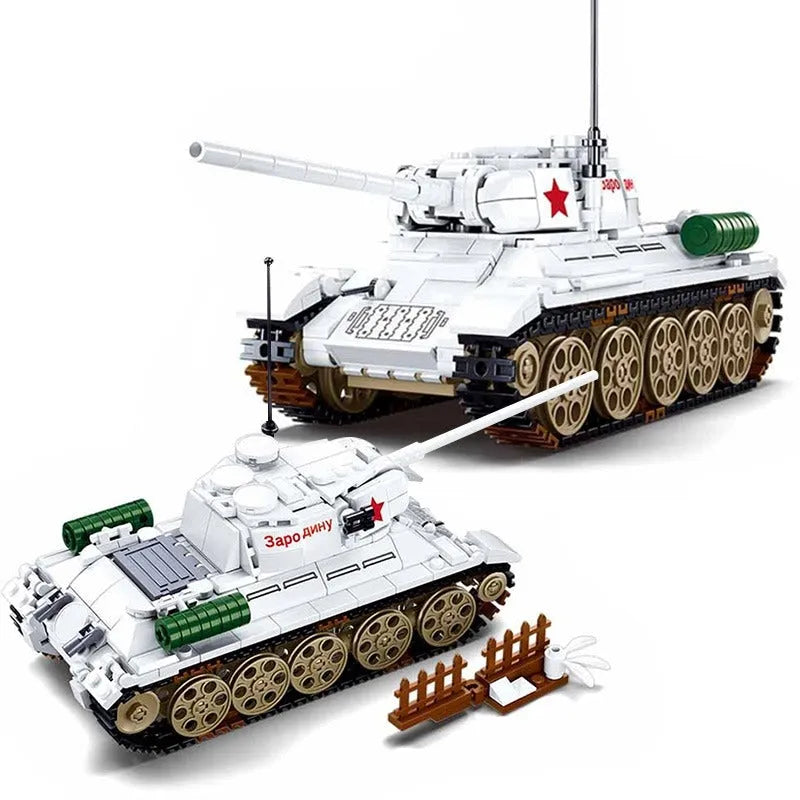 Building Blocks MOC Military WW2 T34 Medium Battle Tank Bricks Toy Construction Set Toys - 1