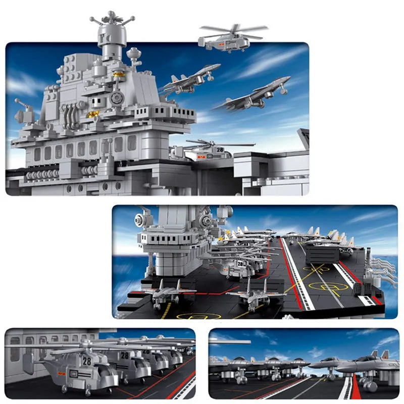 Building Blocks MOC WW2 Aircraft Carrier Warship Bricks Toys Construction Set Toys - 4