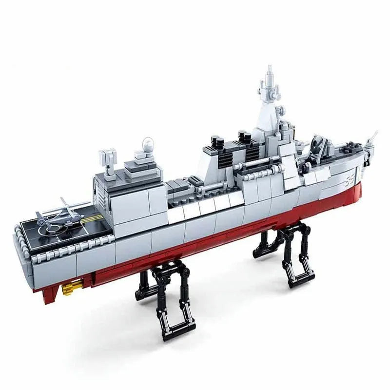 Building Blocks MOC WW2 Navy 055 Destroyer Cruiser Warship Bricks Toy Construction Set Toys - 2