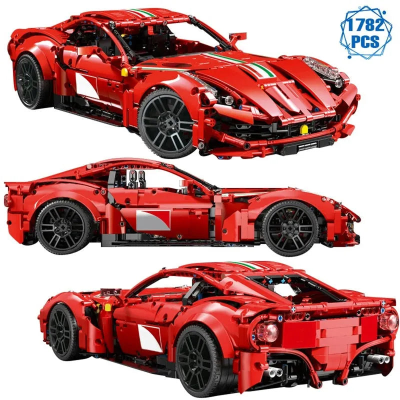 Building Blocks MOC Motorized RC Ferrari Berlinetta Sports Car Bricks Toy Construction Set Toys - 8