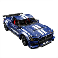 Thumbnail for Building Blocks MOC Motorized RC Shelby GT500 Classic Racing Car Bricks Toy Construction Set Toys - 8