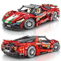 Thumbnail for Building Blocks MOC Motorized Supercar RC Sports Racing Car Bricks Toy Construction Set Toys - 10