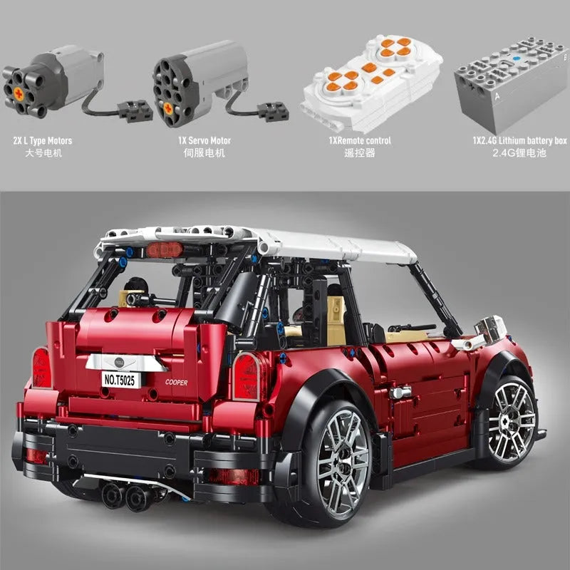 Building Blocks MOC T5025B Motorized RC MINI Cooper S Sports Car Bricks Toy Construction Set Toys - 6