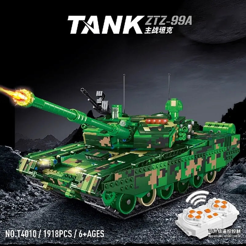 Building Blocks MOC WW2 Motorized RC ZTZ 99A Battle Tank Bricks Toys Construction Set Toys - 8