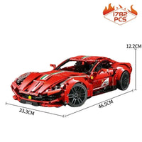 Thumbnail for Building Blocks Tech MOC Ferrari F12 Berlinetta Sports Car Bricks Toy T5001 Construction Set Toys - 9