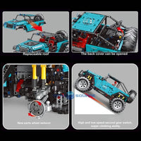 Thumbnail for Building Blocks Tech MOC Off-Road JEEP Wrangler Trailcat SUV Bricks Toy T5010 Construction Set Toys - 7