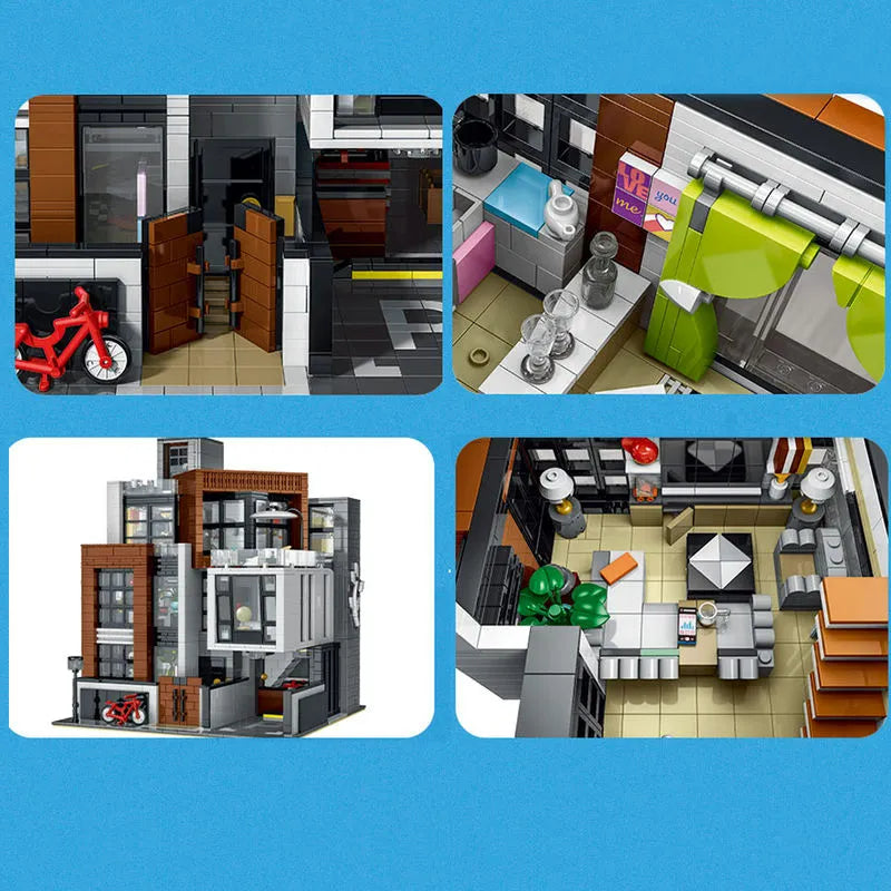 Building Blocks MOC City Expert Street Brown Modern Villa Bricks Toys 10204 Construction Set Toys - 10